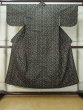 Photo1: M0307N Used Japanese women  Black KOMON dyed / Cotton. Flower   (Grade B) (1)