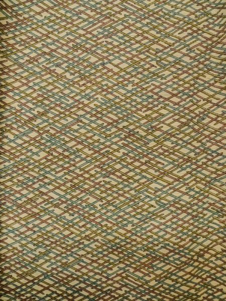 Photo4: M0307O Used Japanese women  Beige KOMON dyed / Silk. Abstract pattern   (Grade D) (4)