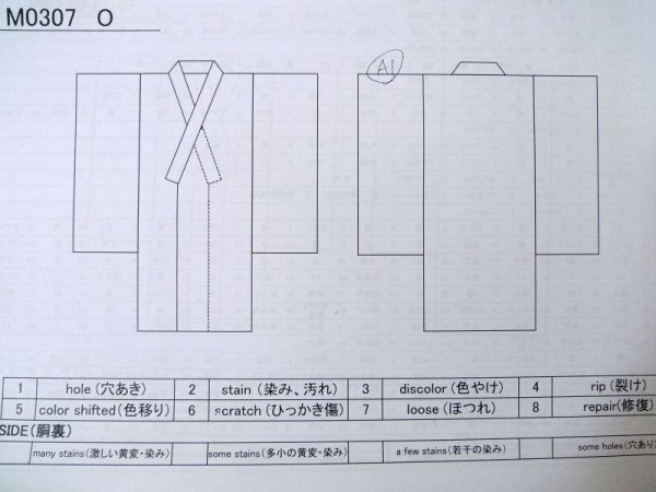 Photo11: M0307O Used Japanese women  Beige KOMON dyed / Silk. Abstract pattern   (Grade D) (11)