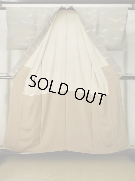 Photo2: M0307P Used Japanese women Pale Kahki KOMON dyed / Silk. Dot,   (Grade C) (2)