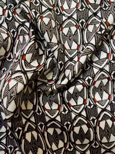 Photo10: M0307Q Used Japanese women  Black KOMON dyed / Silk. Abstract pattern,   (Grade B) (10)