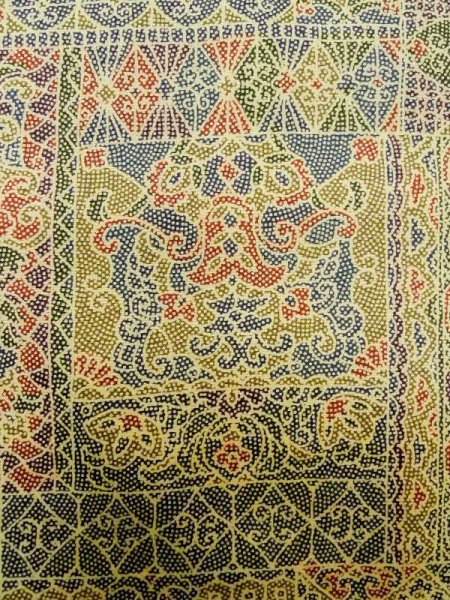 Photo5: Mint M0307U Used Japanese womenPale Light Olive KOMON dyed / Silk. Dot,   (Grade A) (5)