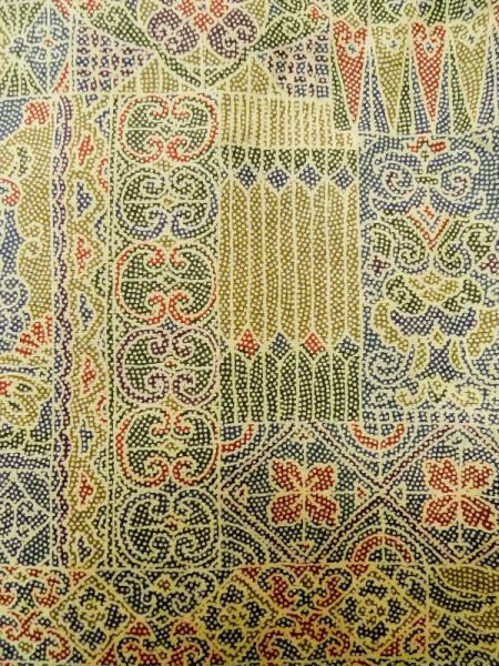 Photo6: Mint M0307U Used Japanese womenPale Light Olive KOMON dyed / Silk. Dot,   (Grade A) (6)