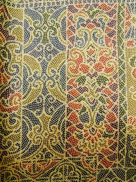 Photo7: Mint M0307U Used Japanese womenPale Light Olive KOMON dyed / Silk. Dot,   (Grade A) (7)