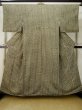 Photo1: M0307X Used Japanese women  Olive KOMON dyed / Silk. Abstract pattern   (Grade B) (1)