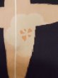 Photo7: M0308B Used Japanese women  Black KOMON dyed / Silk. Flower,   (Grade C) (7)