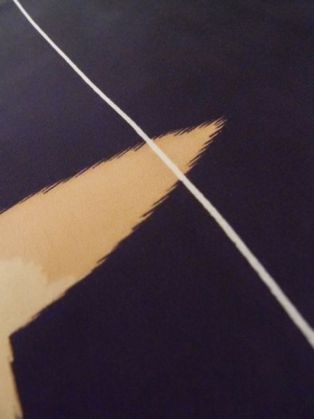 Photo8: M0308B Used Japanese women  Black KOMON dyed / Silk. Flower,   (Grade C) (8)