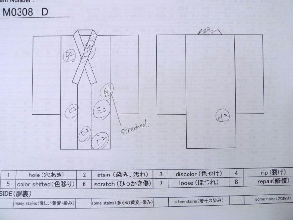 Photo13: M0308D Used Japanese women Pale Light Blue KOMON dyed / Silk. UME plum bloom   (Grade C) (13)