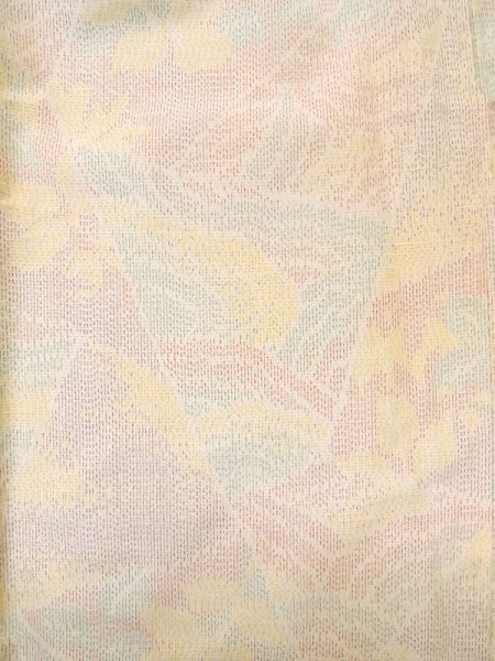 Photo3: Mint M0315B Used Japanese womenPale Light Multi Color TSUMUGI pongee / Silk. Geometrical pattern,   (Grade A) (3)
