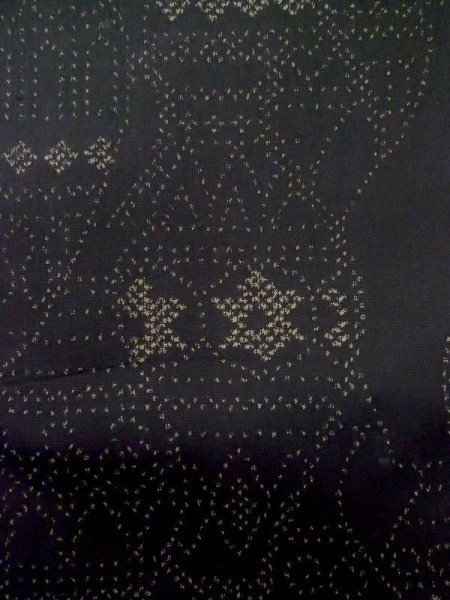 Photo5: M0315F Used Japanese women  Black TSUMUGI pongee / Silk. Pot   (Grade A) (5)