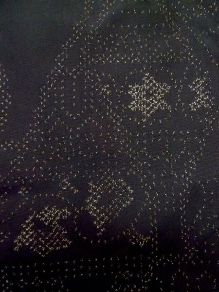 Photo7: M0315F Used Japanese women  Black TSUMUGI pongee / Silk. Pot   (Grade A) (7)