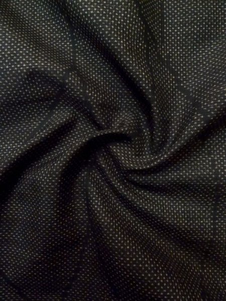 Photo6: M0315H Used Japanese women  Black OSHIMA TSUMGI pongee / Silk. Abstract pattern   (Grade B) (6)