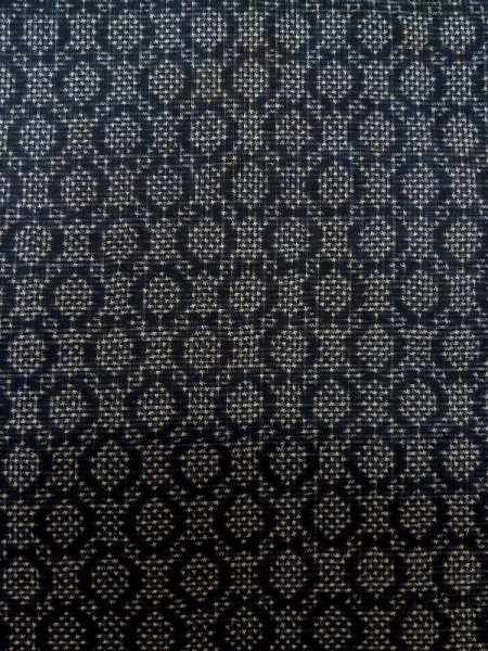 Photo5: M0315I Used Japanese women  Black OSHIMA TSUMGI pongee / Silk. Circle   (Grade D) (5)