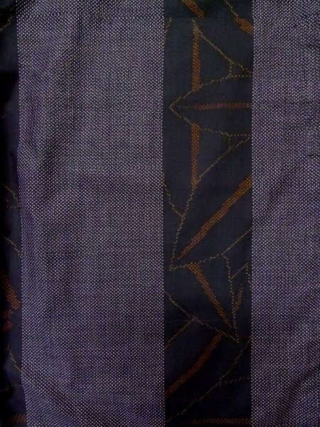 Photo3: M0315J Used Japanese women Dark Pink OSHIMA TSUMGI pongee / Silk. Leaf   (Grade B) (3)