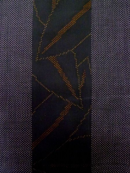 Photo5: M0315J Used Japanese women Dark Pink OSHIMA TSUMGI pongee / Silk. Leaf   (Grade B) (5)