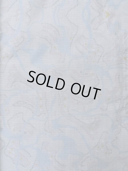 Photo5: M0315L Used Japanese women Pale Blue OSHIMA TSUMGI pongee / Silk. Abstract pattern   (Grade C) (5)