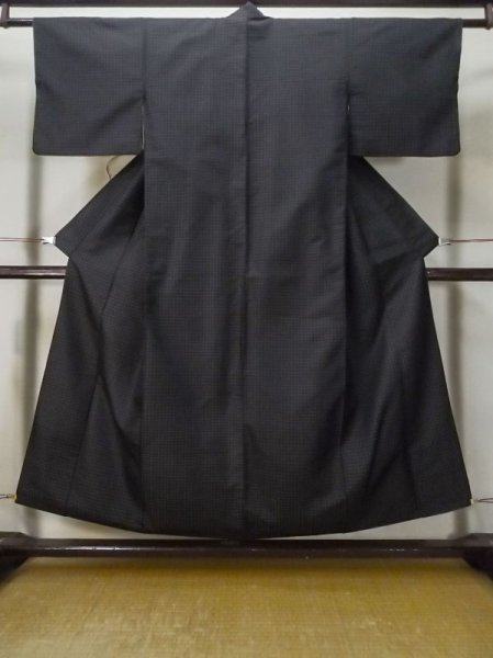 Photo1: M0315M Used Japanese women  Black ORI woven / Silk. Cross   (Grade C) (1)