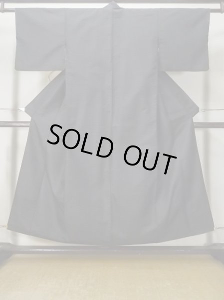 Photo1: M0315M Used Japanese women  Black ORI woven / Silk. Cross   (Grade C) (1)