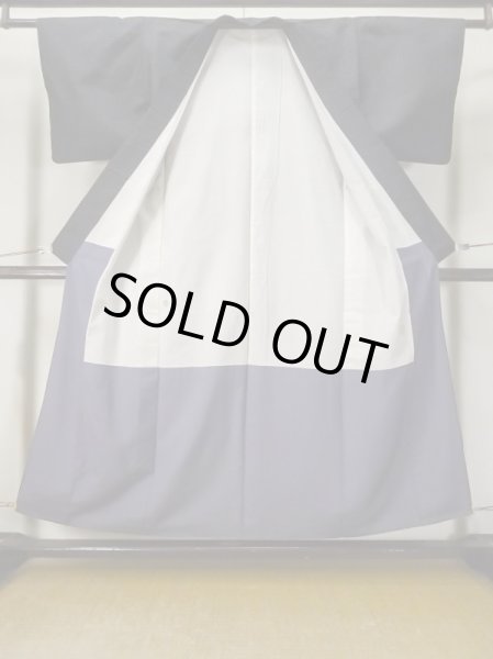 Photo2: M0315M Used Japanese women  Black ORI woven / Silk. Cross   (Grade C) (2)