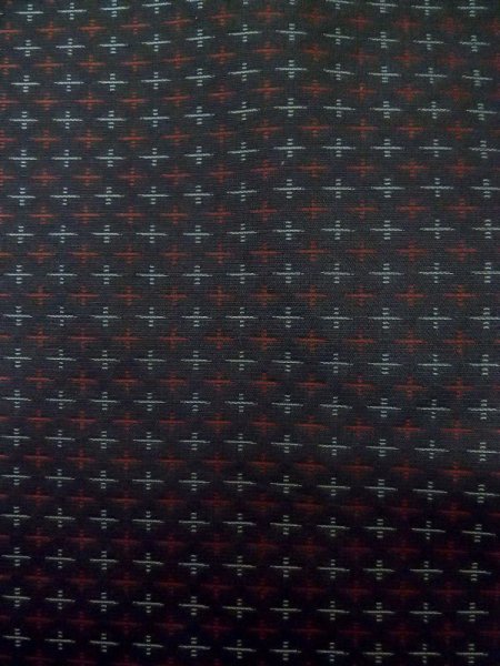 Photo5: M0315M Used Japanese women  Black ORI woven / Silk. Cross   (Grade C) (5)