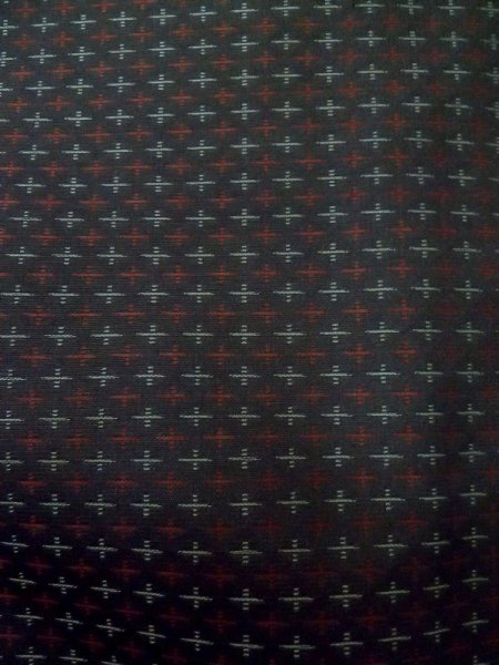 Photo6: M0315M Used Japanese women  Black ORI woven / Silk. Cross   (Grade C) (6)