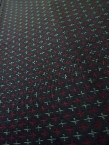 Photo7: M0315M Used Japanese women  Black ORI woven / Silk. Cross   (Grade C) (7)