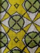 Photo4: M0315O Used Japanese women  Yellowish Green TSUMUGI pongee / Silk. Geometrical pattern,   (Grade B) (4)
