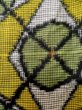 Photo6: M0315O Used Japanese women  Yellowish Green TSUMUGI pongee / Silk. Geometrical pattern,   (Grade B) (6)