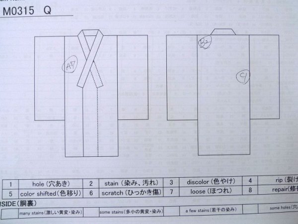 Photo11: M0315Q Used Japanese women Dark Teal TSUMUGI pongee / Silk. Plaid Checks   (Grade D) (11)