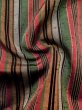 Photo9: M0315S Used Japanese women  Multi Color TSUMUGI pongee / Silk. Stripes   (Grade C) (9)