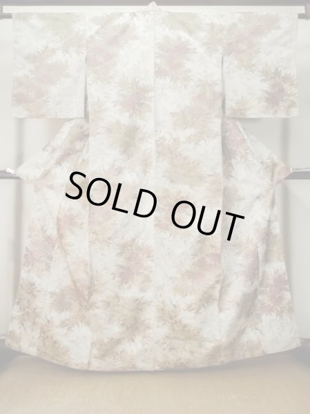 Photo1: M0315U Used Japanese women  Ivory ORI woven / Silk. Rose,   (Grade C) (1)