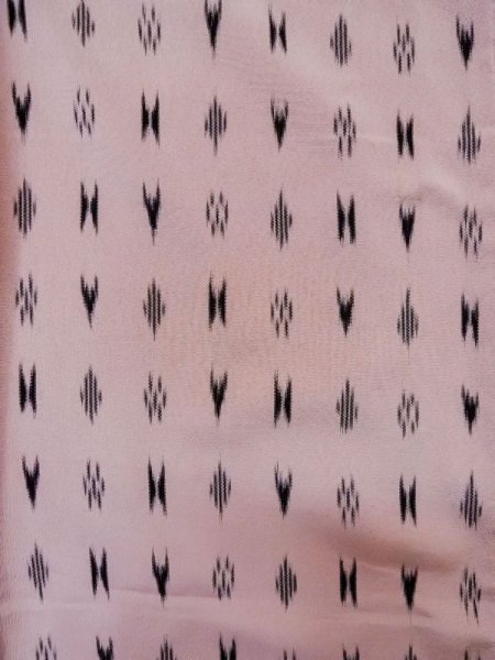 Photo3: M0315V Used Japanese women Pale Pink ORI woven / Silk. Abstract pattern   (Grade C) (3)