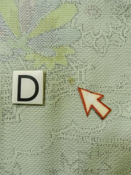 Photo17: M0315Z Used Japanese womenPale Light Yellowish Green TSUMUGI pongee / Silk. Flower,   (Grade C) (17)