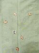 Photo18: M0315Z Used Japanese womenPale Light Yellowish Green TSUMUGI pongee / Silk. Flower,   (Grade C) (18)