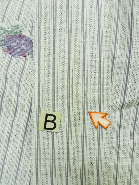 Photo13: M0316A Used Japanese women Pale Light Blue TSUMUGI pongee / Silk. Flower,   (Grade C) (13)