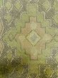 Photo6: M0316D Used Japanese women Pale Yellowish Green OSHIMA TSUMGI pongee / Silk. Geometrical pattern,   (Grade A) (6)