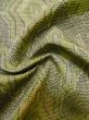 Photo11: M0316D Used Japanese women Pale Yellowish Green OSHIMA TSUMGI pongee / Silk. Geometrical pattern,   (Grade A) (11)