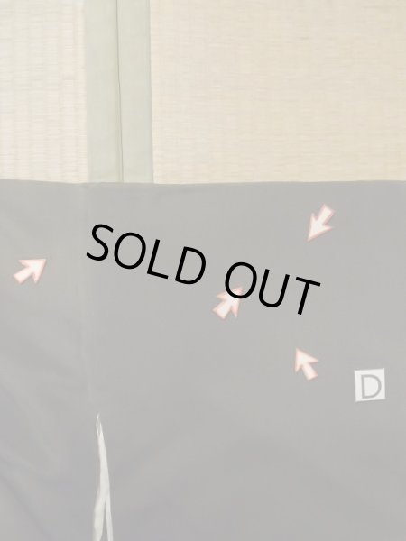 Photo21: M0328A Used Japanese women  Black TOMESODE formal / Silk. Pine tree/branch/needle,   (Grade C) (21)