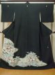 Photo1: M0328B Used Japanese women  Black TOMESODE formal / Silk. Chrysanthemum,   (Grade C) (1)