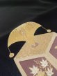 Photo17: Mint M0328C Used Japanese women  Black TOMESODE formal / Silk. Peony, Throwing folding fan game motif  (Grade A) (17)