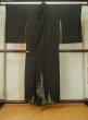 Photo2: M0328D Used Japanese women  Black TOMESODE formal / Silk. Pine tree/branch/needle padding in the hem  (Grade D) (2)