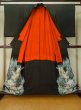 Photo2: M0328E Used Japanese women  Black TOMESODE formal / Silk. Peony, dyed in various black colours, padding in the hem  (Grade D) (2)