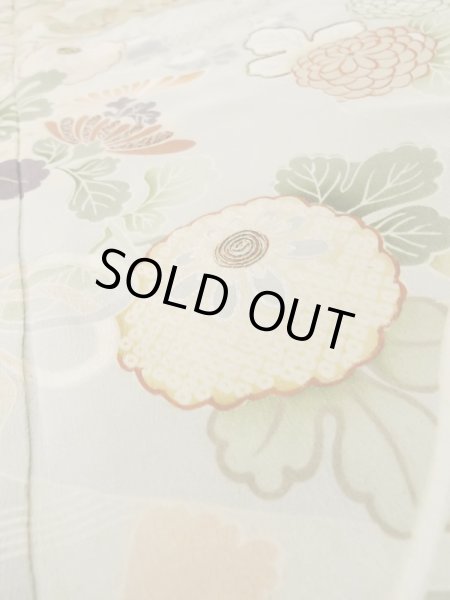 Photo13: M0328F Used Japanese women  Black TOMESODE formal / Silk. Peony, dyed in various black colours  (Grade C) (13)