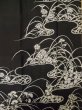 Photo6: M0328H Used Japanese women  Black TOMESODE formal / Silk. Flower, Pattern: fringed pink, insect cage, firefly  (Grade D) (6)
