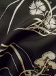 Photo16: M0328H Used Japanese women  Black TOMESODE formal / Silk. Flower, Pattern: fringed pink, insect cage, firefly  (Grade D) (16)