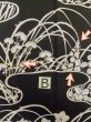 Photo19: M0328H Used Japanese women  Black TOMESODE formal / Silk. Flower, Pattern: fringed pink, insect cage, firefly  (Grade D) (19)