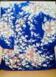 Photo2: M0328I Used Japanese women  Blue FURISODE long-sleeved / Silk. SAKURA cherry blossom float motif  (Grade C) (2)