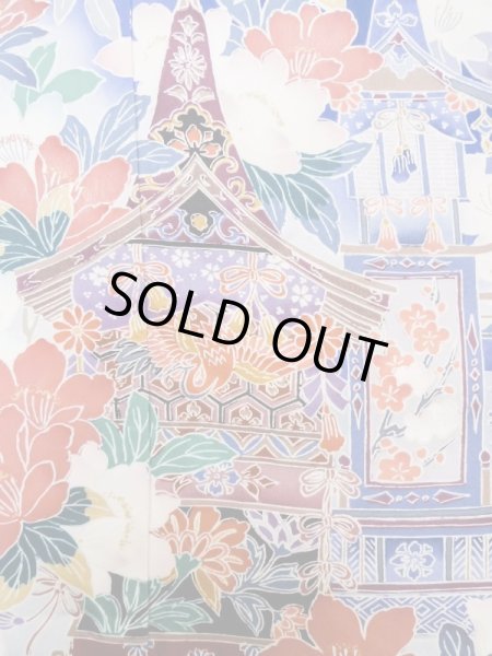 Photo8: M0328I Used Japanese women  Blue FURISODE long-sleeved / Silk. SAKURA cherry blossom float motif  (Grade C) (8)