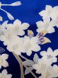 Photo12: M0328I Used Japanese women  Blue FURISODE long-sleeved / Silk. SAKURA cherry blossom float motif  (Grade C) (12)
