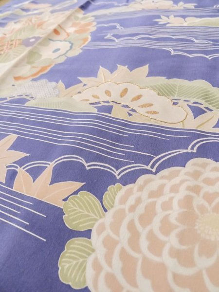 Photo13: M0328L Used Japanese women Pale Ivory FURISODE long-sleeved / Silk. Flower,   (Grade D) (13)